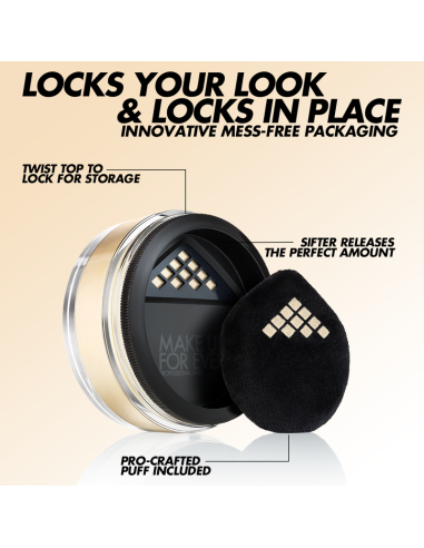 Polvo suelto. Polvo traslúcido para matizar, sella y fija fija el maquillaje. 18g. Producto waterproof.