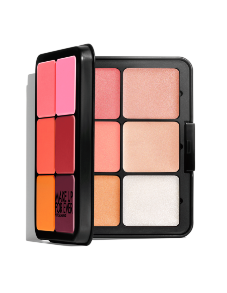 La nueva paleta HD Skin Blush & Glow: 6 tonos de colorete en crema y 6 tonos iluminadores en crema. Producto waterproof