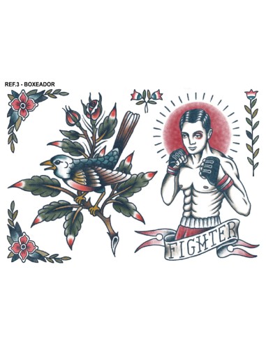 Tatuajes efimeros, tatuajes temporales, tatuajes vintage, tatuajes dibujados a mano, mentirijilla tattoo, tatuaje boxeador