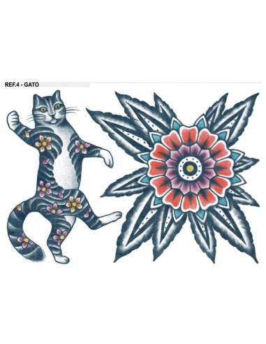 Tatuajes efimeros, tatuajes temporales, tatuajes vintage, tatuajes dibujados a mano, mentirijilla tattoo, tatuaje gato,