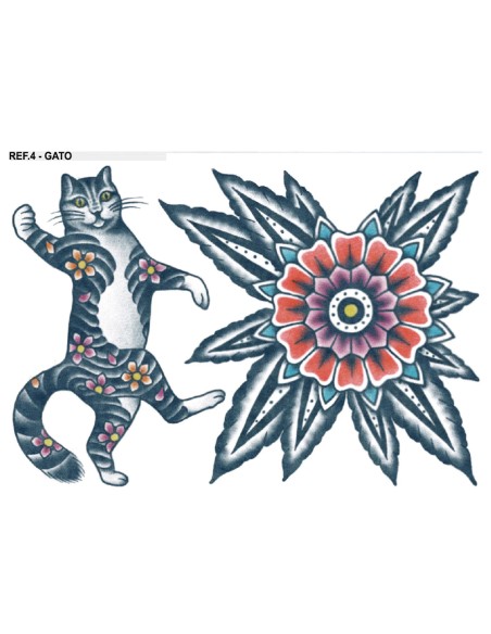 Tatuajes efimeros, tatuajes temporales, tatuajes vintage, tatuajes dibujados a mano, mentirijilla tattoo, tatuaje gato,
