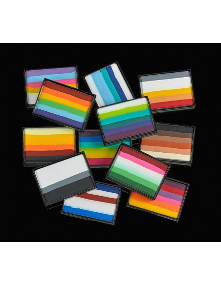 Paleta de aguacolores aguacolor con lineas de colores prisma mehron, perfecto para hacer flores y formas stickartpromakeupstore